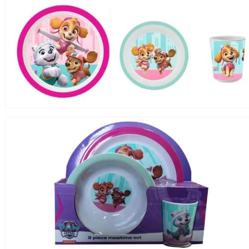 Paw Patrol spisesæt i tre dele - lyserød