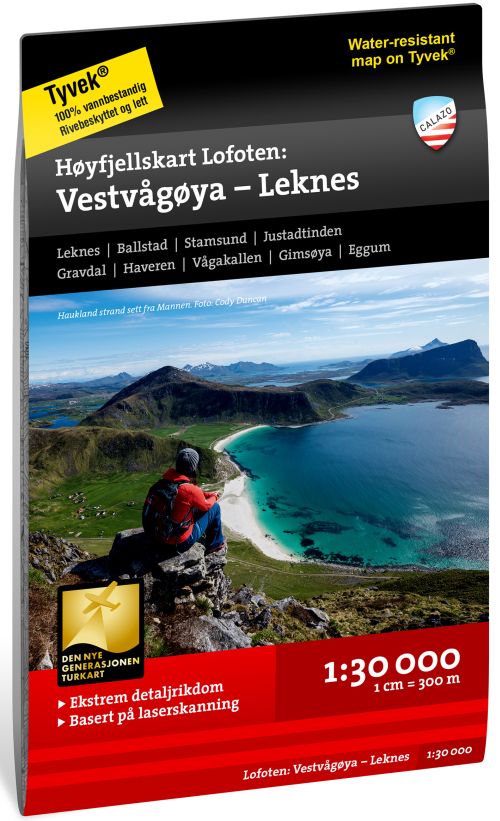 Høyfjellskart Lofoten : Vestvågøya - Leknes 1:30 000